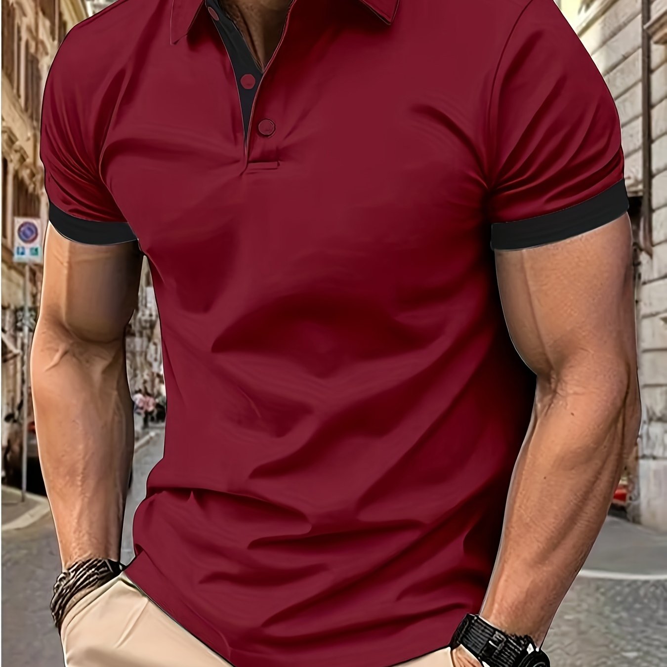 Ademend Regular Fit Golfshirt, Casual V-hals T-shirt met korte mouwen voor heren, zomer, herenkleding