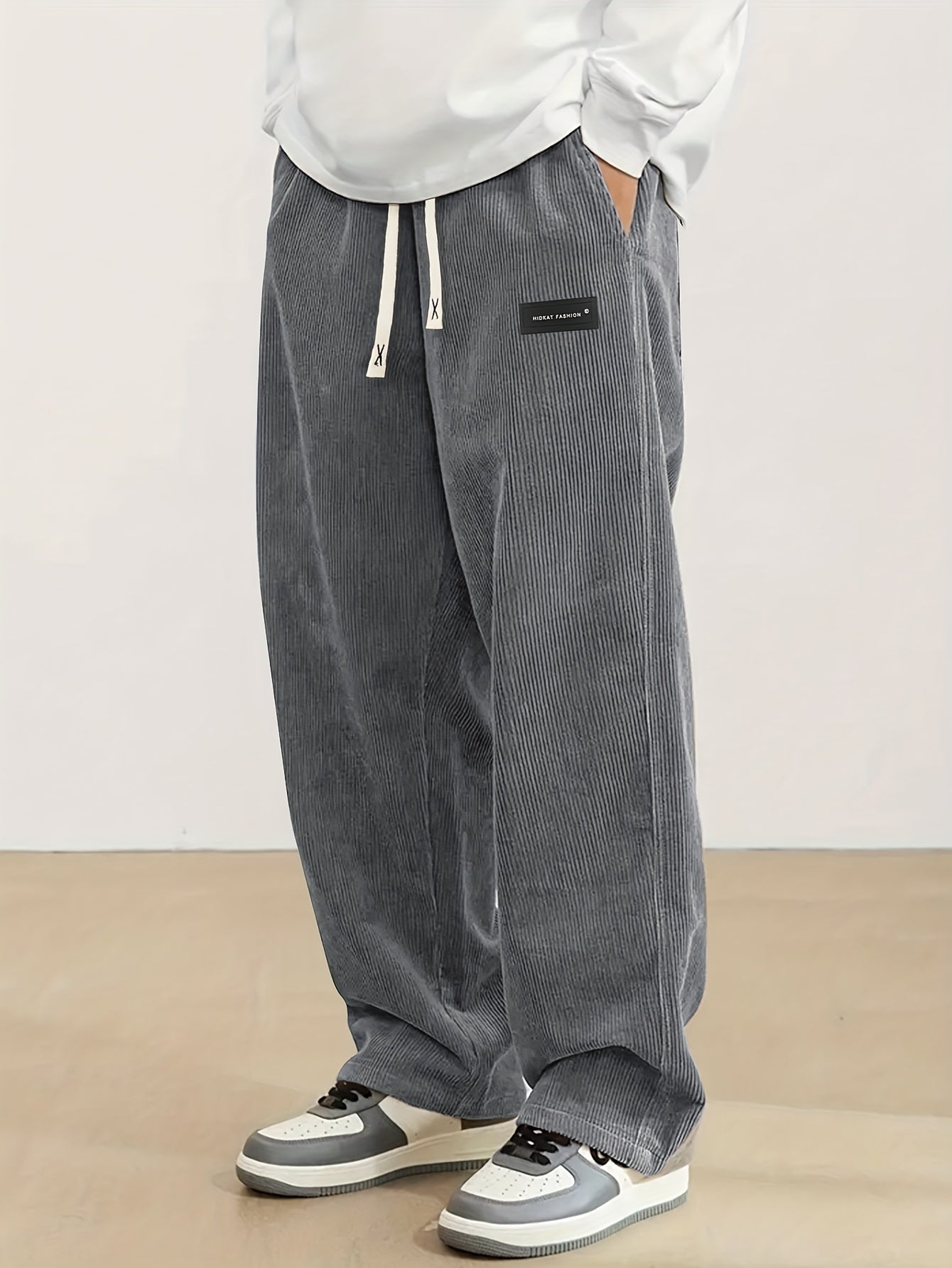 Men'S Corduroy Straight-Leg Long Pants with Drawstring Elastic Waist for Spring And Autumn, Casual And Sporty Pants for Daily Wear, Leisure, And Hiking