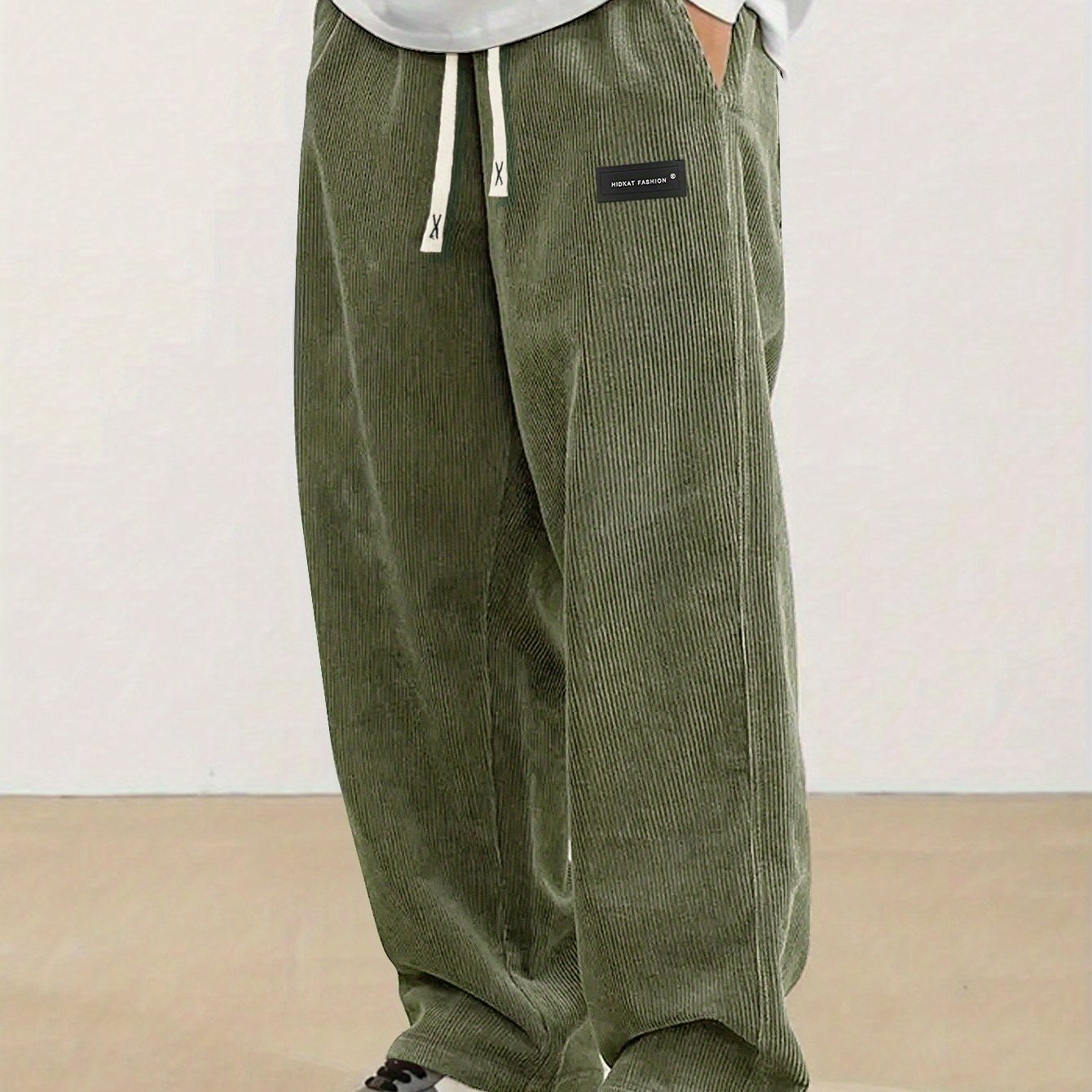 Men'S Corduroy Straight-Leg Long Pants with Drawstring Elastic Waist for Spring And Autumn, Casual And Sporty Pants for Daily Wear, Leisure, And Hiking