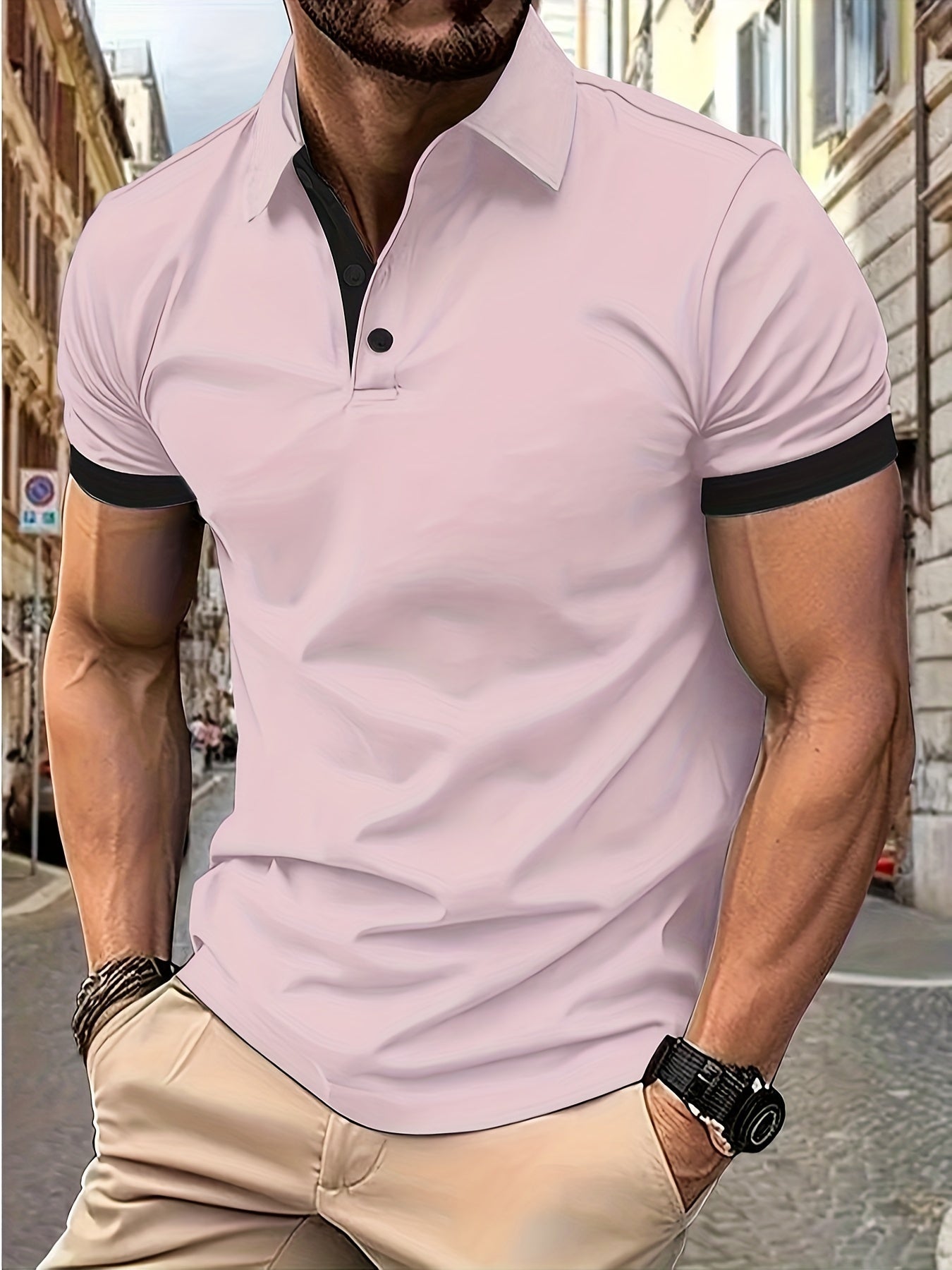 Ademend Regular Fit Golfshirt, Casual V-hals T-shirt met korte mouwen voor heren, zomer, herenkleding