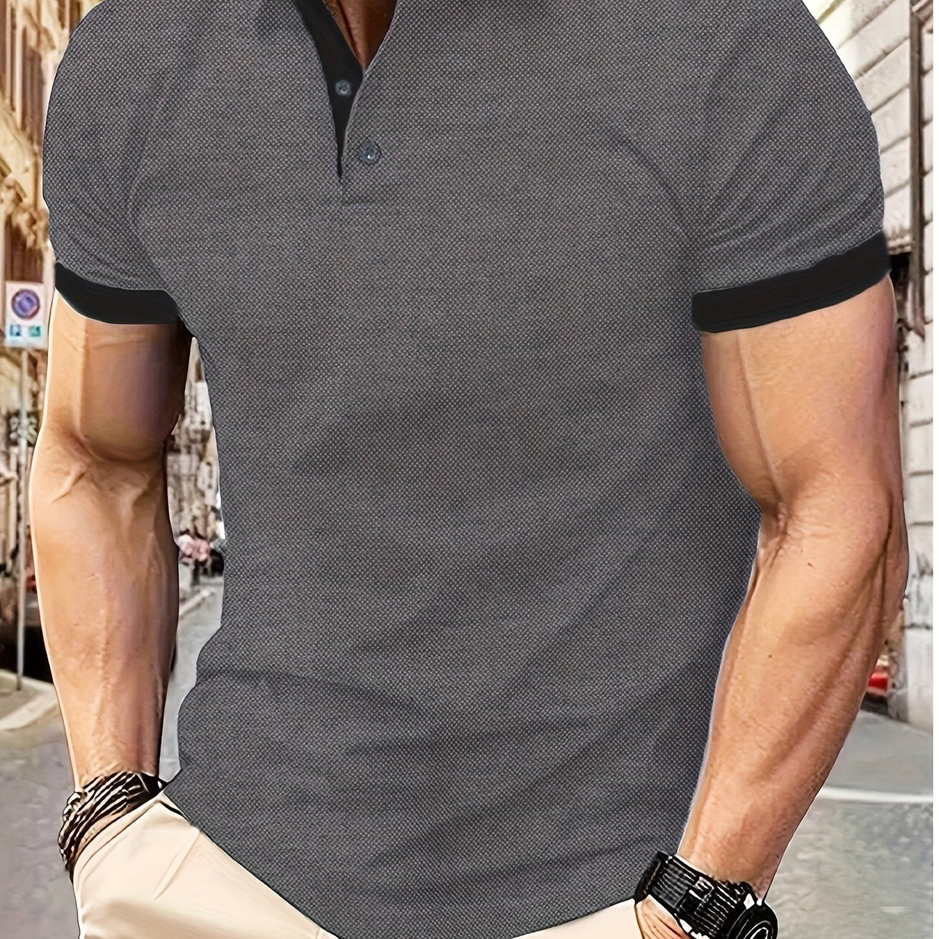 Ademend Regular Fit Golfshirt, Casual V-hals T-shirt met korte mouwen voor heren, zomer, herenkleding