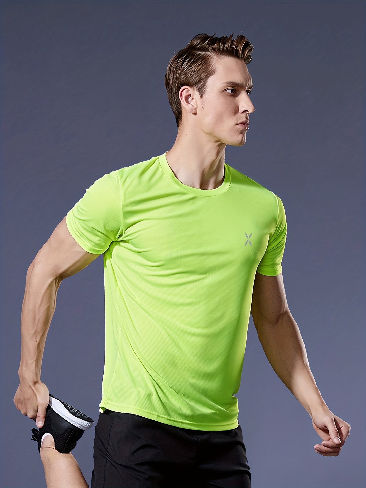 Heren lichtgewicht sneldrogend atletisch T-shirt met korte mouwen en ronde hals voor hardlopen, sportschool en trainingen, ultradun en ademend prestatietopje