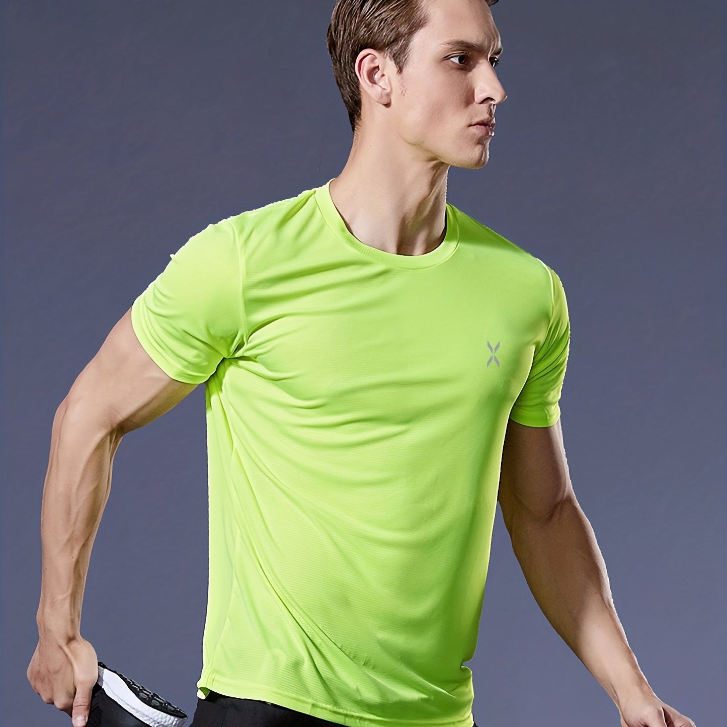 Heren lichtgewicht sneldrogend atletisch T-shirt met korte mouwen en ronde hals voor hardlopen, sportschool en trainingen, ultradun en ademend prestatietopje