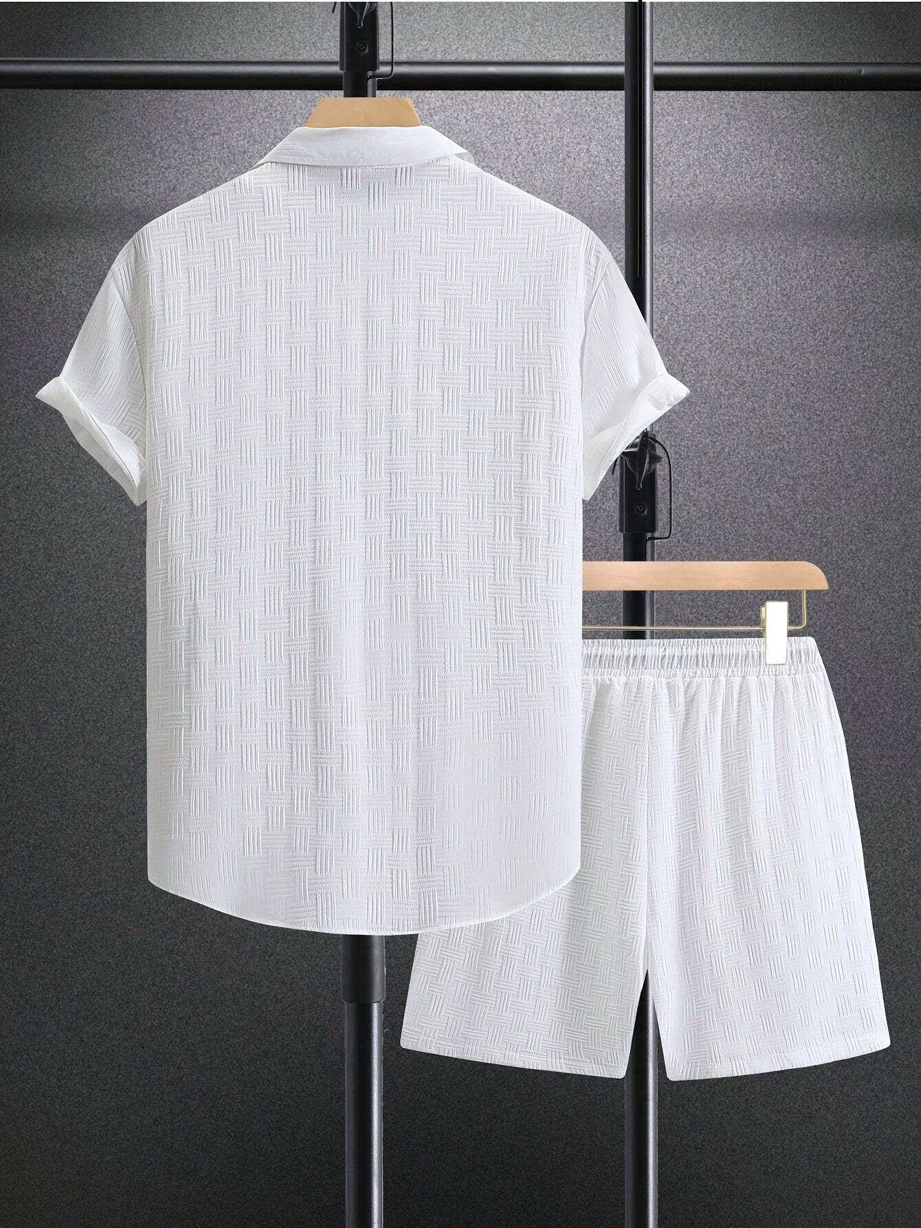 Men's Lightweight Summer Beach Set: Casual Short-Sleeve Button- Shirt and Elastic Waist Shorts, Breathable Fabric, Ideal Vacation Apparel, Beach Leisure Wear | Short-Sleeve Shirt | Comfortable Wear