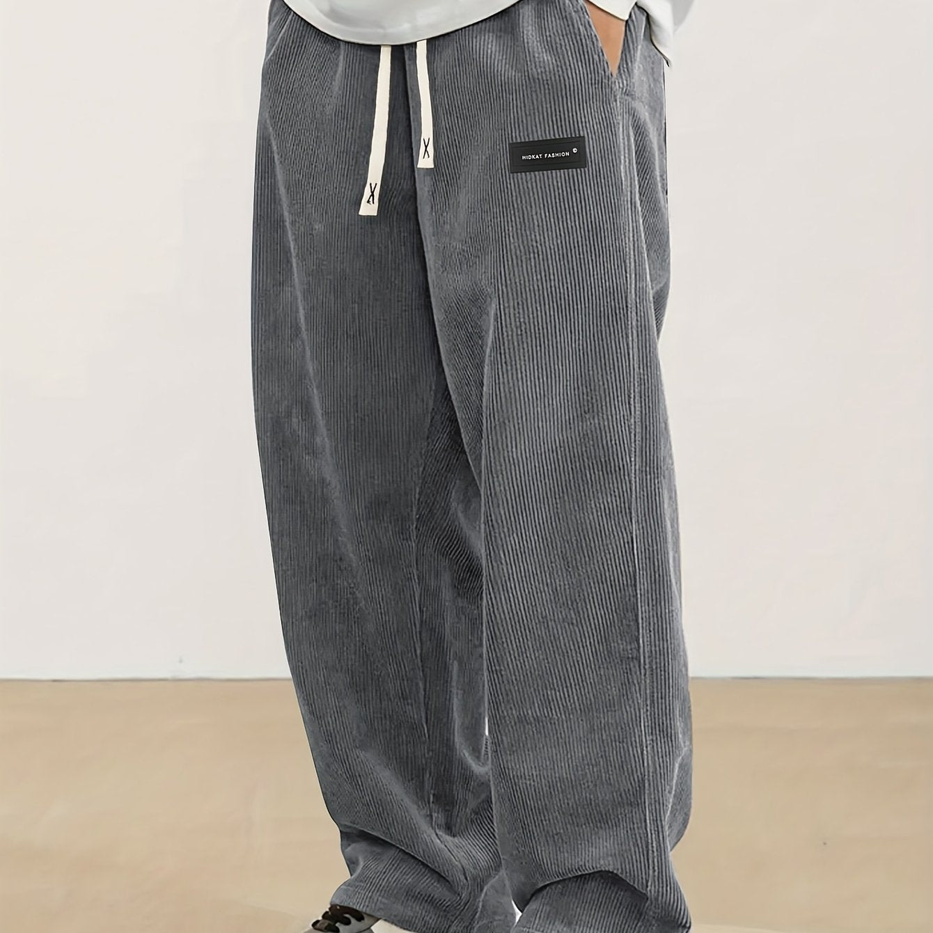 Men'S Corduroy Straight-Leg Long Pants with Drawstring Elastic Waist for Spring And Autumn, Casual And Sporty Pants for Daily Wear, Leisure, And Hiking