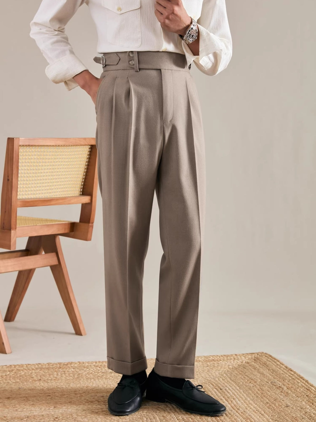 Old Money Straight Leg Italian Drape Trousers