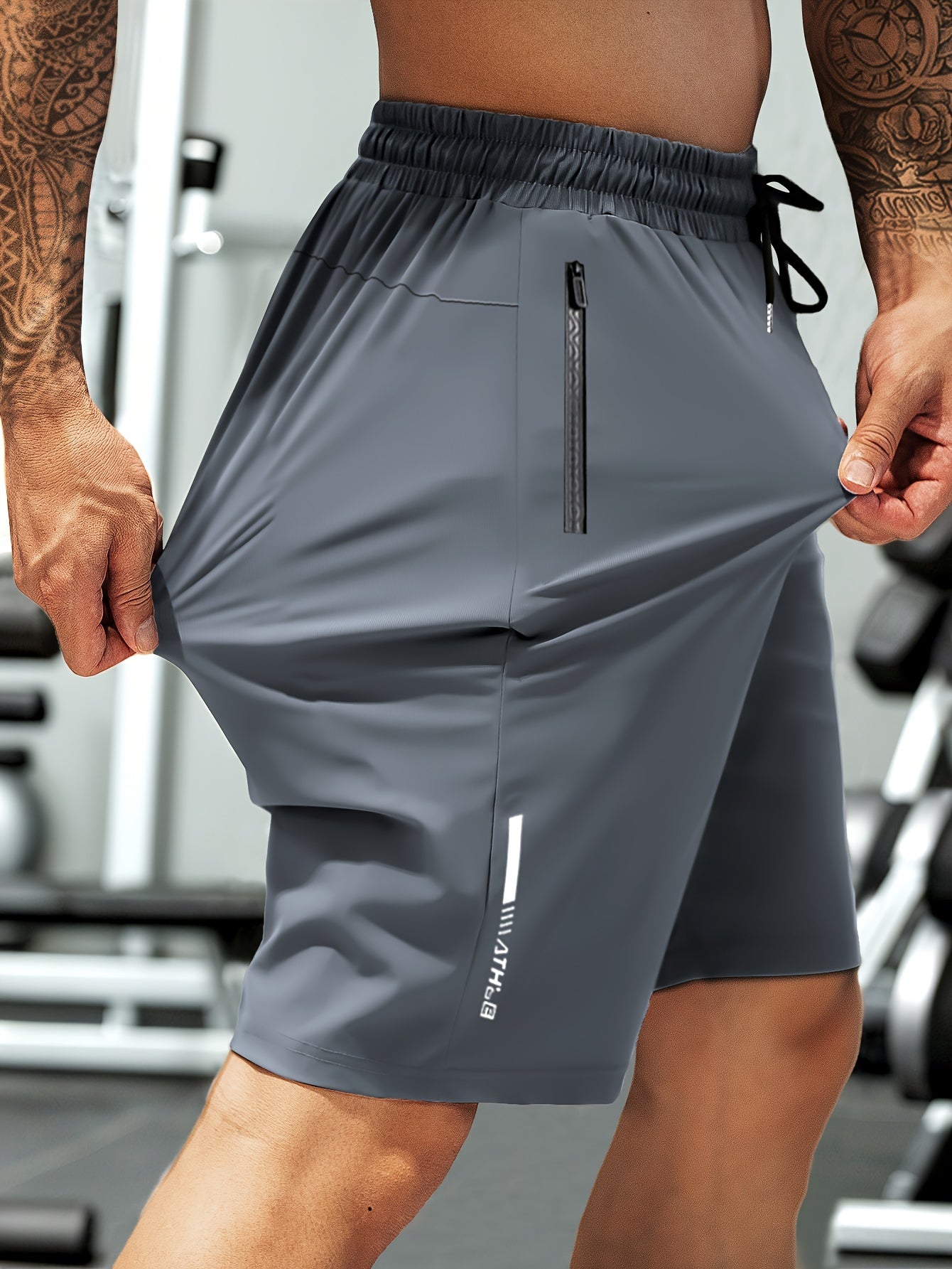 Men'S High-Elasticity Summer Shorts with Drawstring Waist And Zipper Pockets - Navy Blue, Casual Outdoor And Fitness Gear, Breathable Nylon-Spandex Blend, Ideal for Gym, Hiking And Daily Wear, Outdoor Shorts|Drawstring Shorts|Durable Shorts