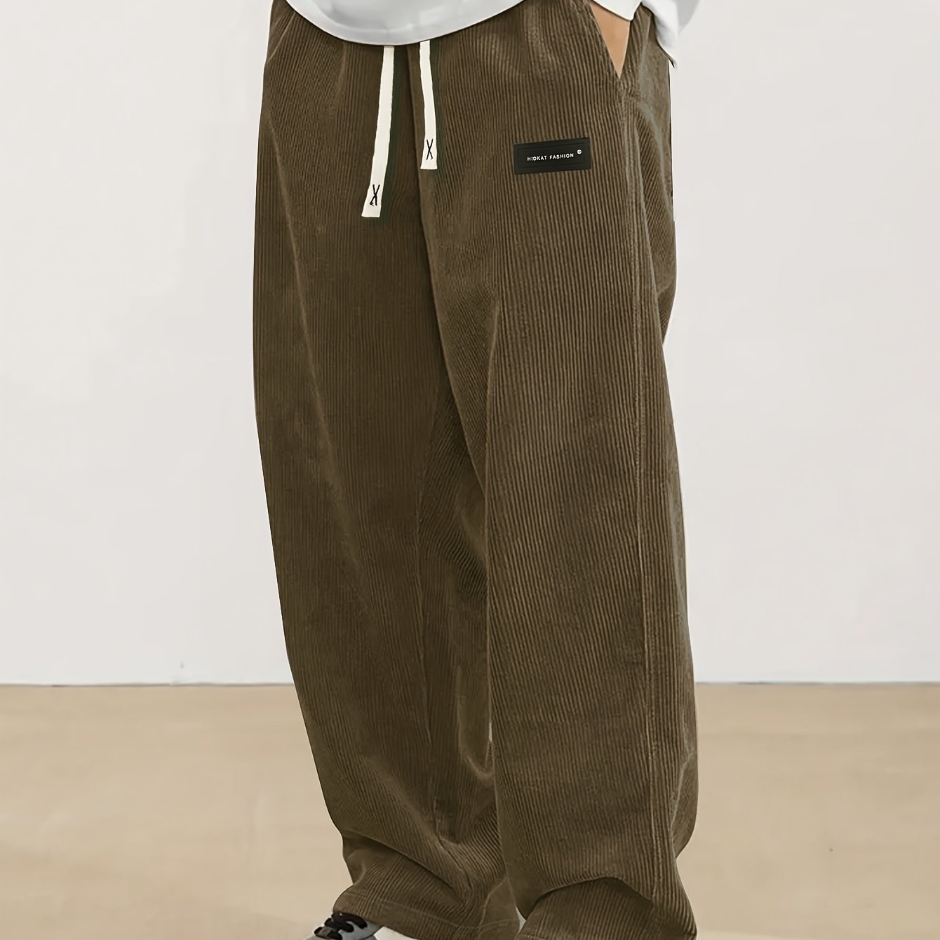 Men'S Corduroy Straight-Leg Long Pants with Drawstring Elastic Waist for Spring And Autumn, Casual And Sporty Pants for Daily Wear, Leisure, And Hiking