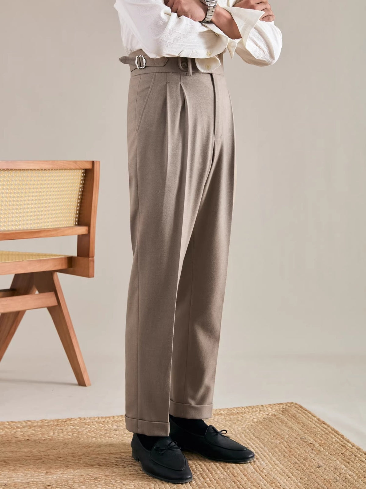 Old Money Straight Leg Italian Drape Trousers