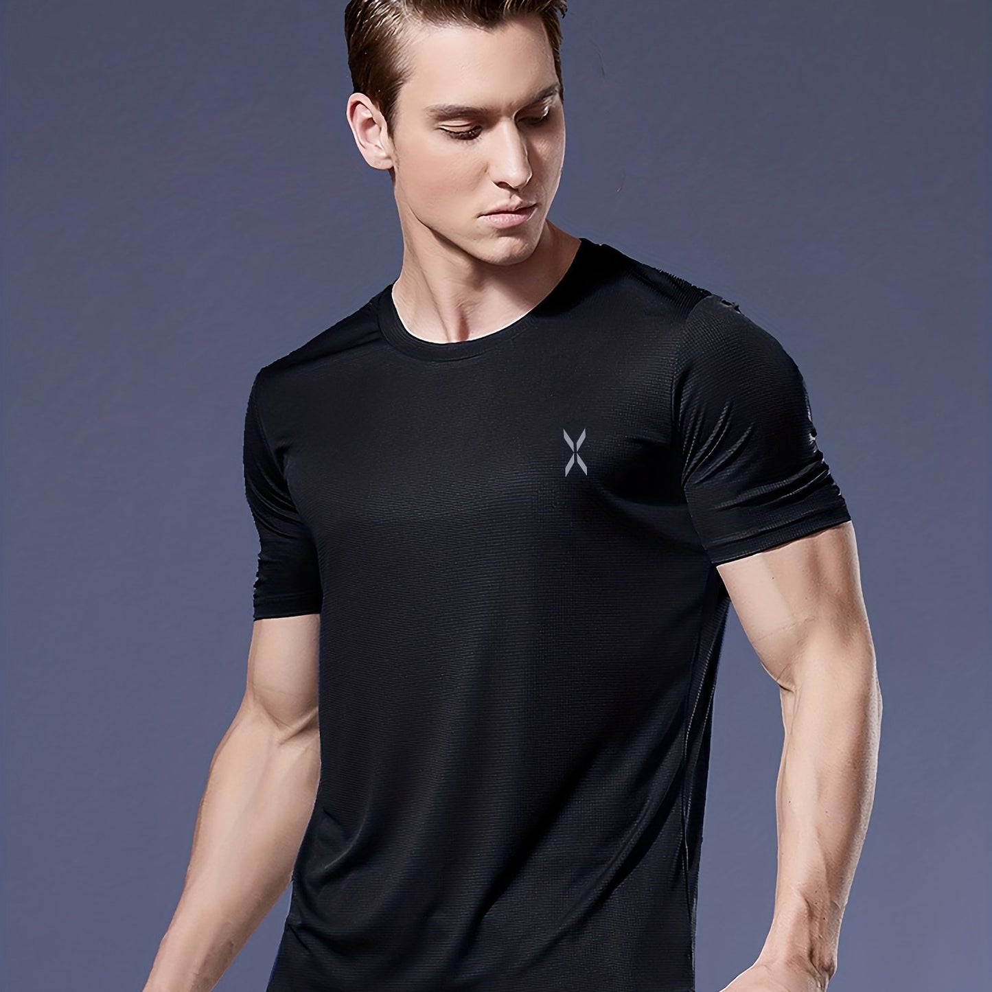 Heren lichtgewicht sneldrogend atletisch T-shirt met korte mouwen en ronde hals voor hardlopen, sportschool en trainingen, ultradun en ademend prestatietopje