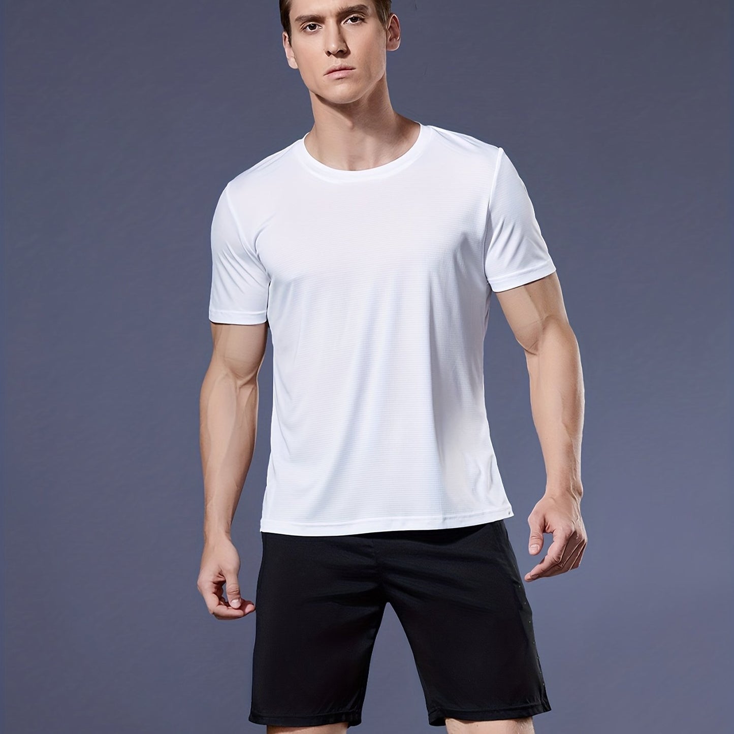Heren lichtgewicht sneldrogend atletisch T-shirt met korte mouwen en ronde hals voor hardlopen, sportschool en trainingen, ultradun en ademend prestatietopje