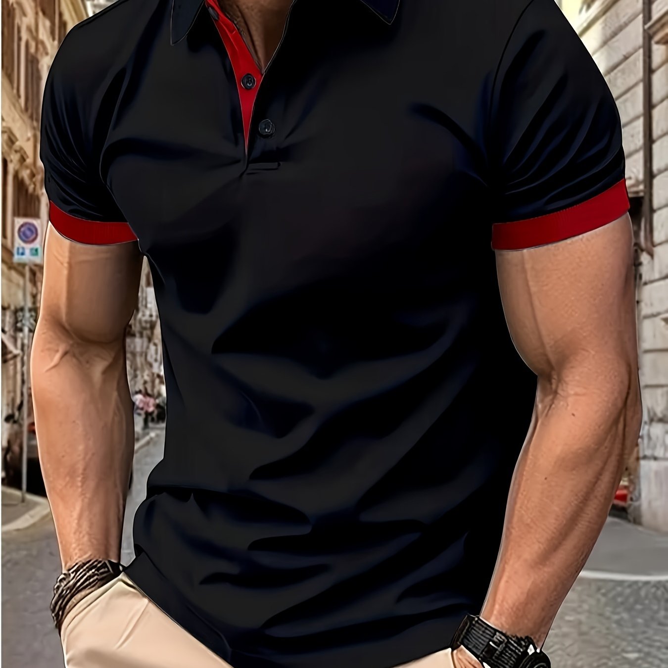 Ademend Regular Fit Golfshirt, Casual V-hals T-shirt met korte mouwen voor heren, zomer, herenkleding