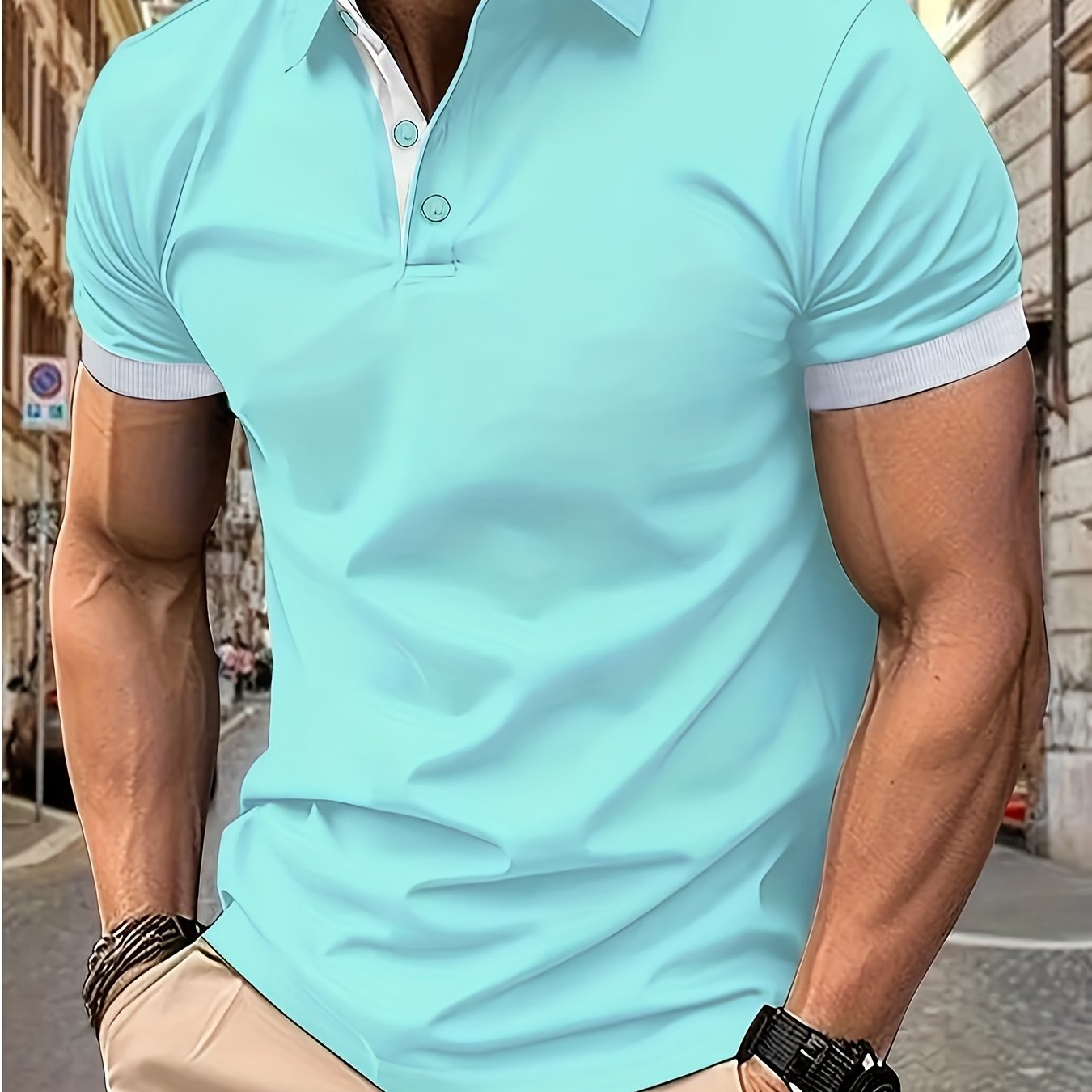Ademend Regular Fit Golfshirt, Casual V-hals T-shirt met korte mouwen voor heren, zomer, herenkleding