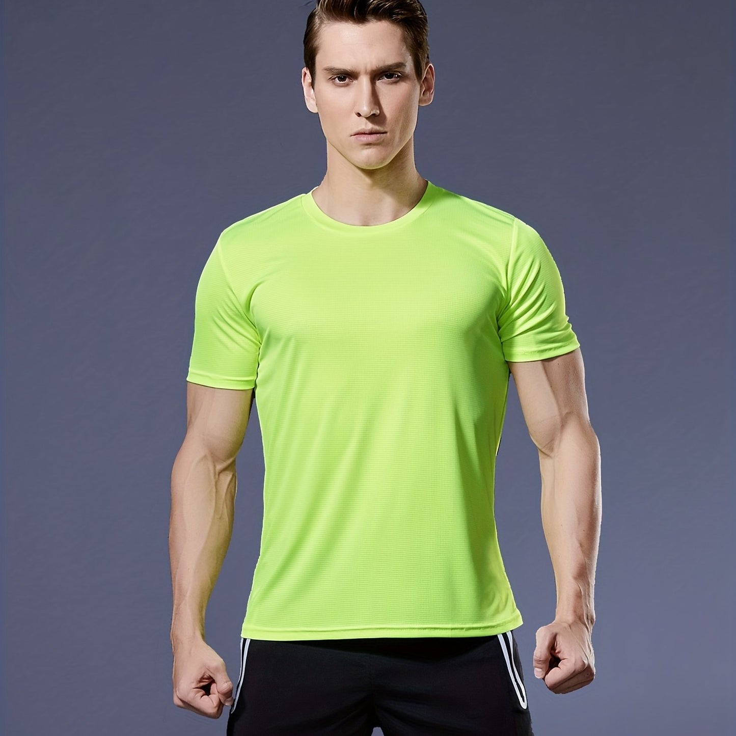 Heren lichtgewicht sneldrogend atletisch T-shirt met korte mouwen en ronde hals voor hardlopen, sportschool en trainingen, ultradun en ademend prestatietopje