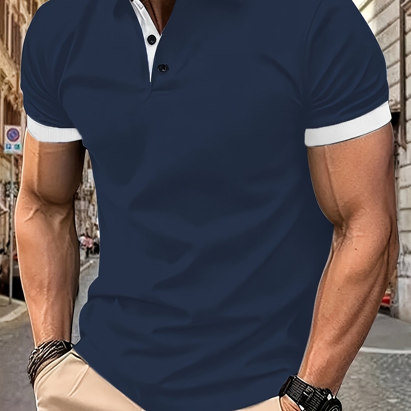 Ademend Regular Fit Golfshirt, Casual V-hals T-shirt met korte mouwen voor heren, zomer, herenkleding