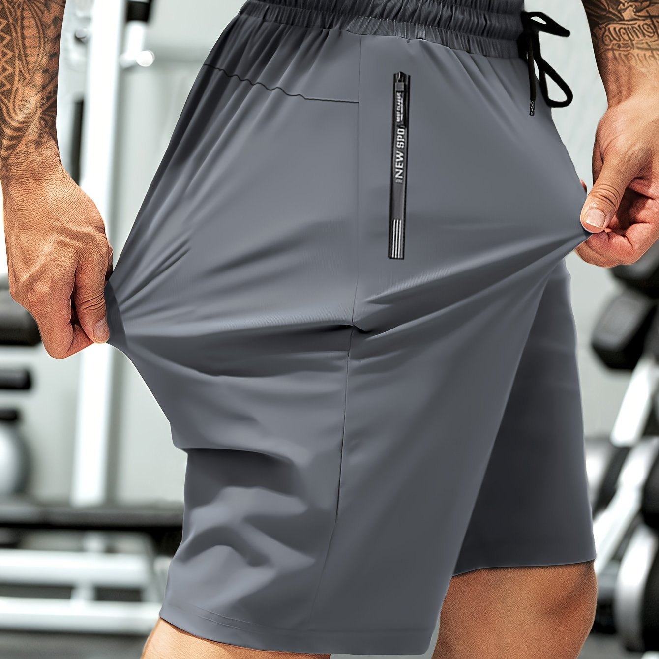 Men'S High-Elasticity Summer Shorts with Drawstring Waist And Zipper Pockets - Navy Blue, Casual Outdoor And Fitness Gear, Breathable Nylon-Spandex Blend, Ideal for Gym, Hiking And Daily Wear, Outdoor Shorts|Drawstring Shorts|Durable Shorts