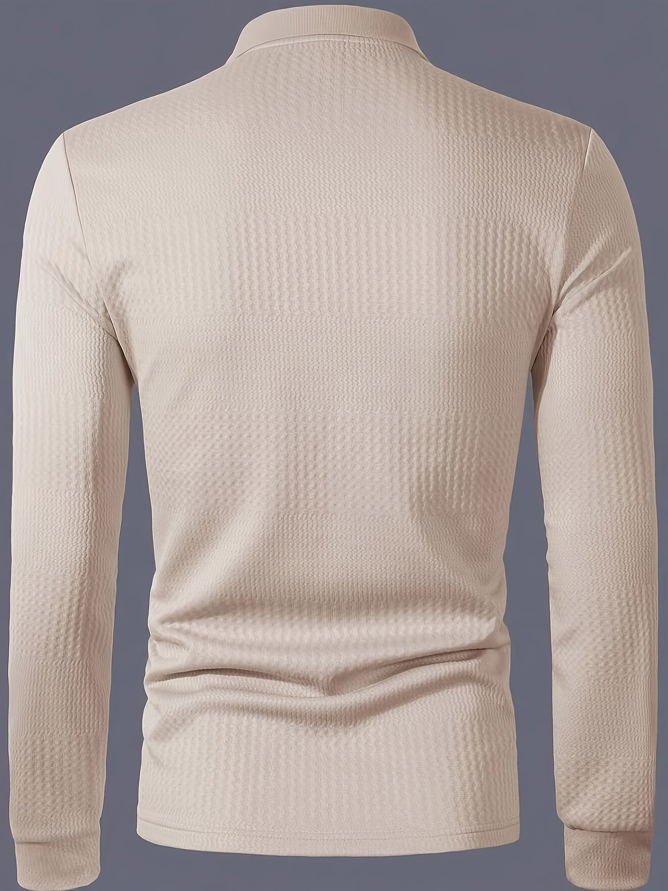 Men's Fashion Shirt - Long Sleeve, Jacquard Fabric with Vertical Rib Details, Casual Fitness Avant-Garde, 100% Polyester, Ideal for Spring and Autumn