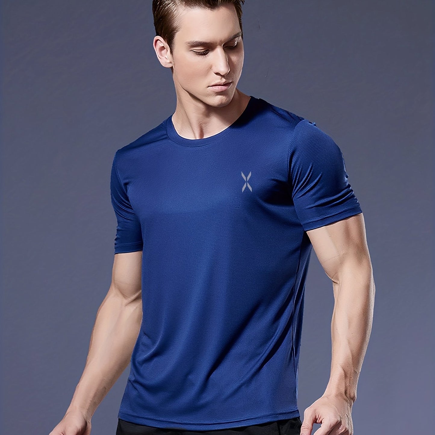 Heren lichtgewicht sneldrogend atletisch T-shirt met korte mouwen en ronde hals voor hardlopen, sportschool en trainingen, ultradun en ademend prestatietopje