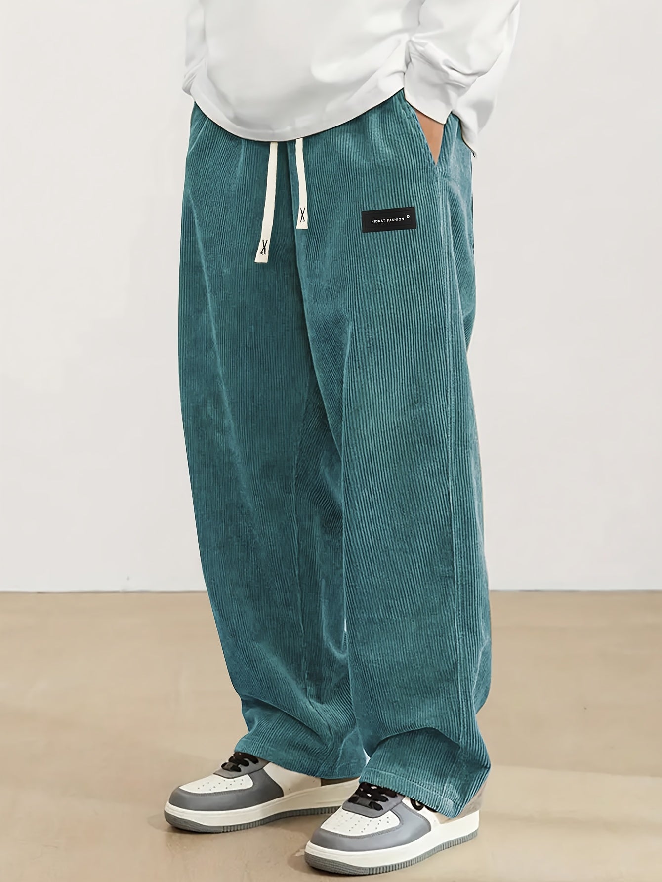 Men'S Corduroy Straight-Leg Long Pants with Drawstring Elastic Waist for Spring And Autumn, Casual And Sporty Pants for Daily Wear, Leisure, And Hiking