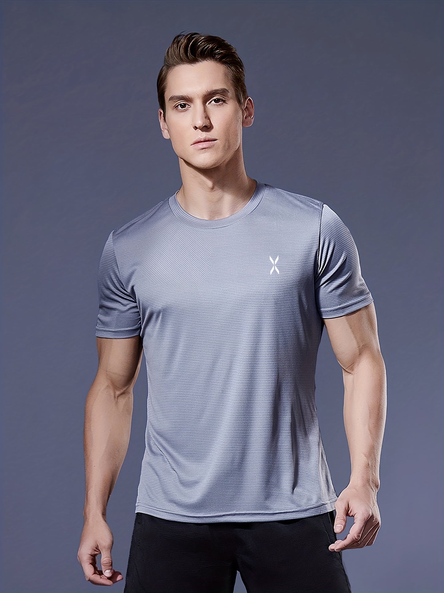 Heren lichtgewicht sneldrogend atletisch T-shirt met korte mouwen en ronde hals voor hardlopen, sportschool en trainingen, ultradun en ademend prestatietopje