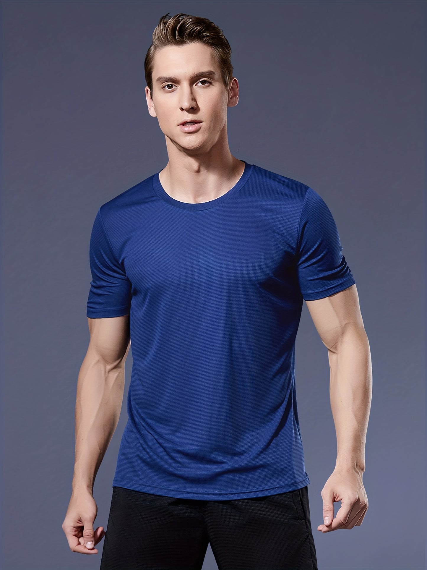 Heren lichtgewicht sneldrogend atletisch T-shirt met korte mouwen en ronde hals voor hardlopen, sportschool en trainingen, ultradun en ademend prestatietopje