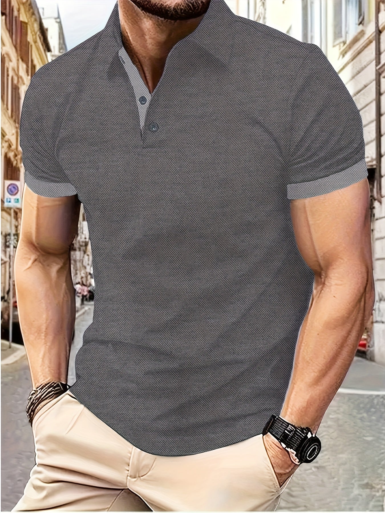 Ademend Regular Fit Golfshirt, Casual V-hals T-shirt met korte mouwen voor heren, zomer, herenkleding