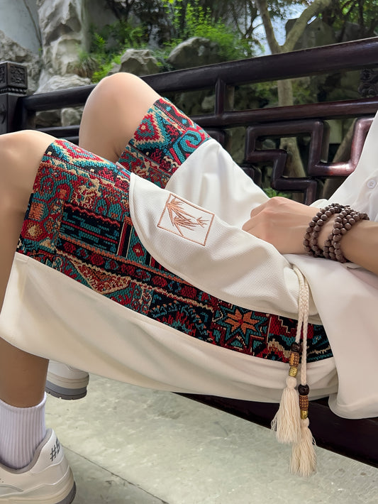 Men'S Shorts Summer American Vintage Patchwork Bermuda Shorts Trendy Brand Loose Plus Size