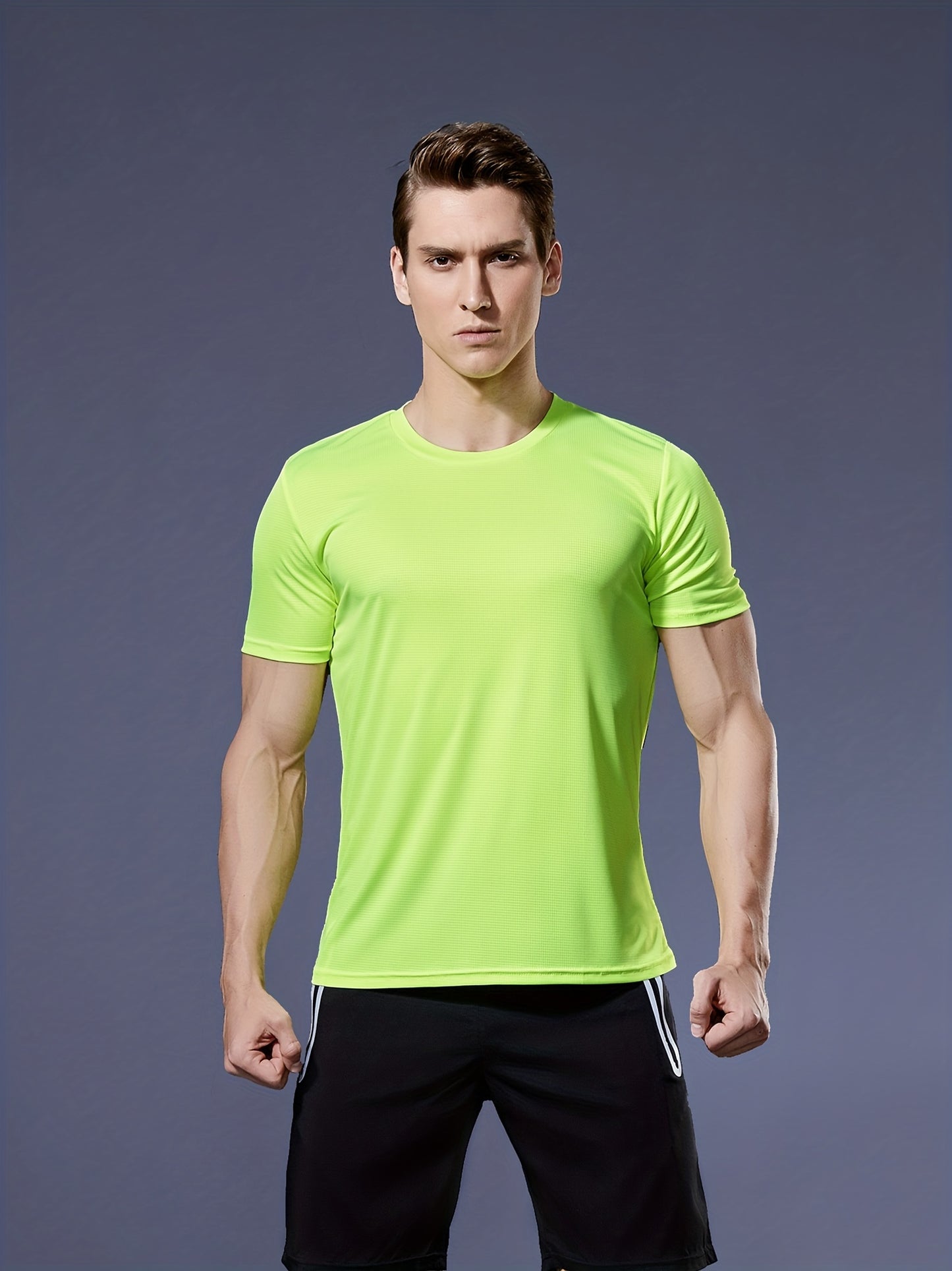 Heren lichtgewicht sneldrogend atletisch T-shirt met korte mouwen en ronde hals voor hardlopen, sportschool en trainingen, ultradun en ademend prestatietopje