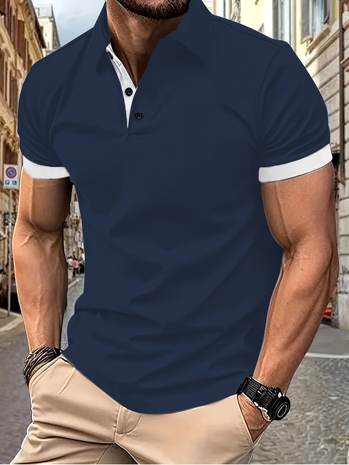 Ademend Regular Fit Golfshirt, Casual V-hals T-shirt met korte mouwen voor heren, zomer, herenkleding