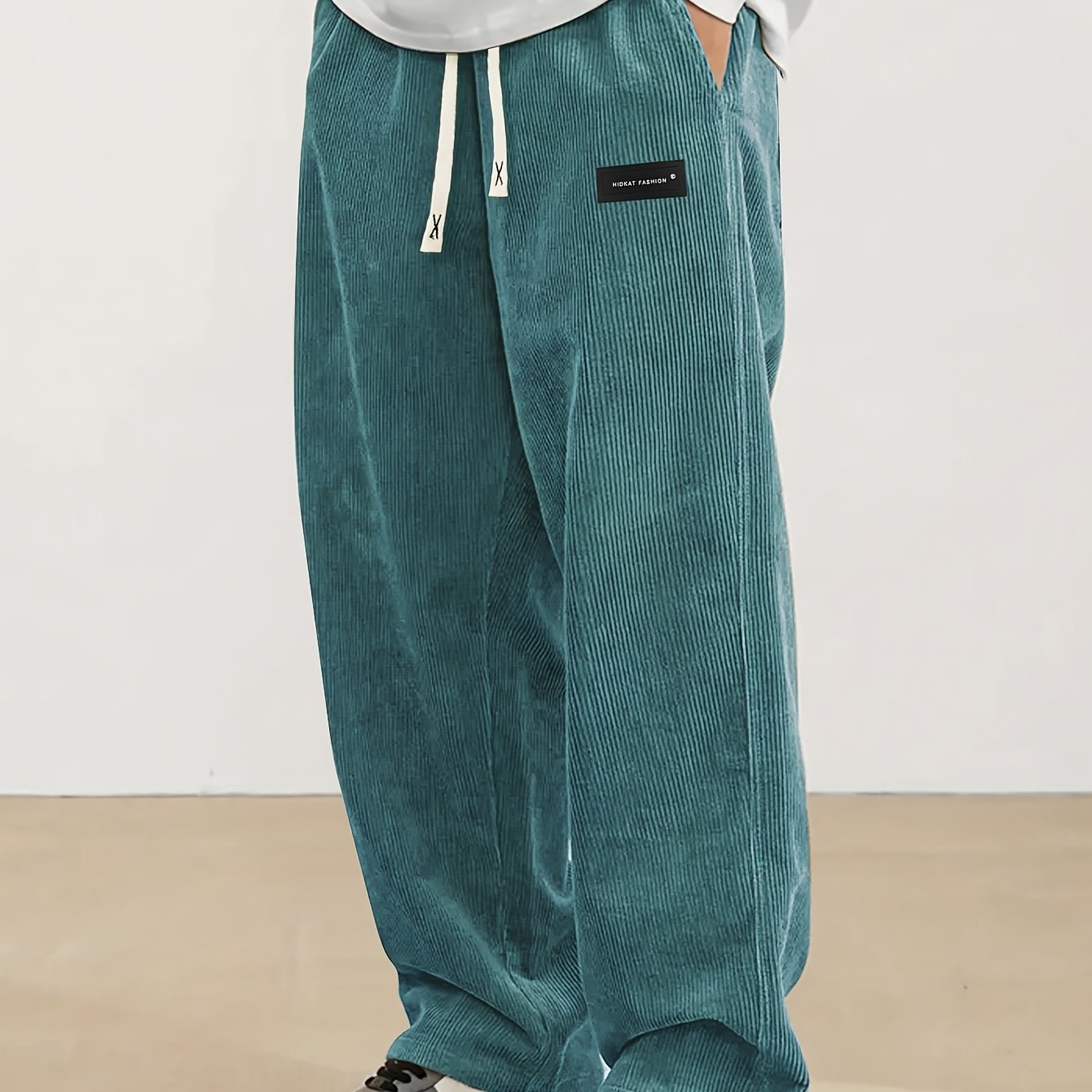 Men'S Corduroy Straight-Leg Long Pants with Drawstring Elastic Waist for Spring And Autumn, Casual And Sporty Pants for Daily Wear, Leisure, And Hiking