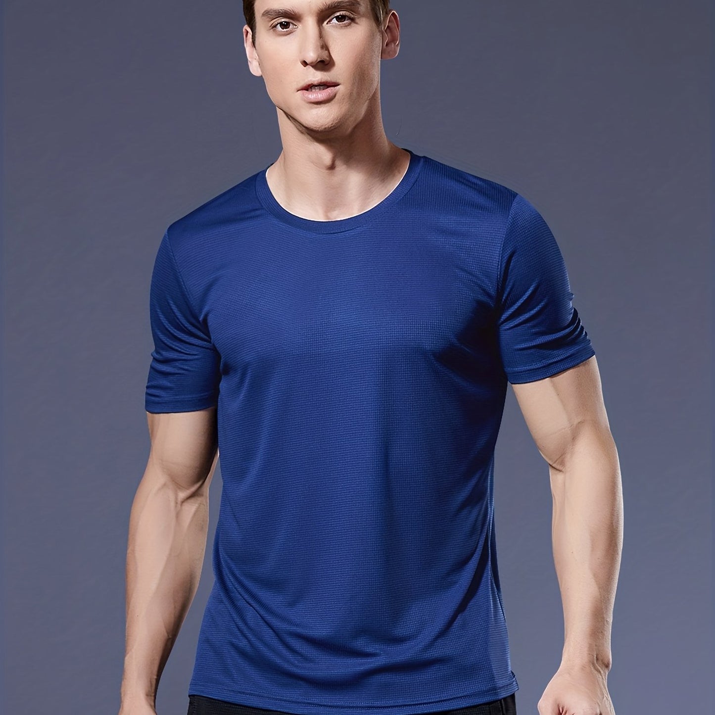 Heren lichtgewicht sneldrogend atletisch T-shirt met korte mouwen en ronde hals voor hardlopen, sportschool en trainingen, ultradun en ademend prestatietopje
